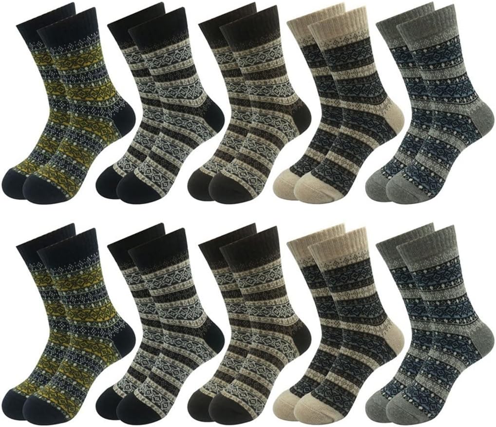 10 Pairs/Lot Wool Socks Men Crew Casual Winter Warm Cashmere Comfortable Sock Male Gift for Husband Father
