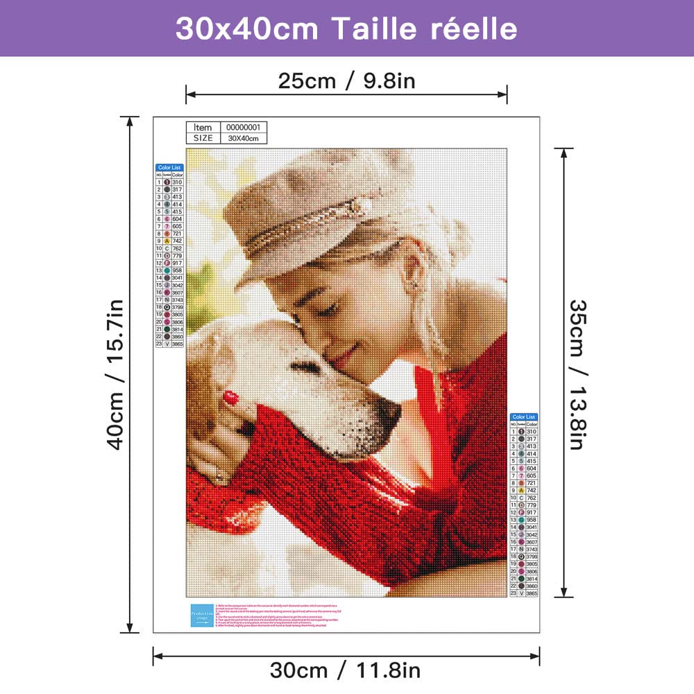 Diamond Painting Personnalisé Photo - Kit DIY 5D, Diamants Ronds, Toile 30x30cm à 60x80cm | Déco Murale Cadeau Créatif