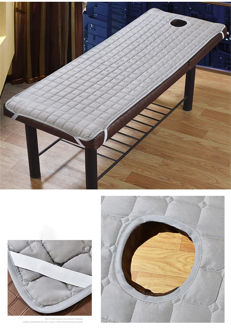 zalati Sábana de cama con agujero para respirar la cara, cojín de goma elástica de poliéster para masaje de belleza, tratamiento de spa, 190 x 70 cm, color gris claro