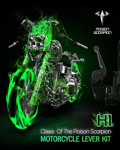 Miniatura 7 de POISON SCORPION Palancas de embrague de freno de motocicleta negras rueda ajustable H1-523 compatible con XL883L XL883N XL883R XL1200C XL1200CA