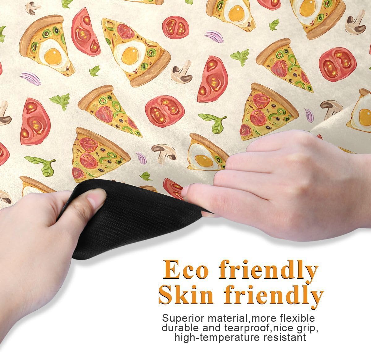 ALAZA Pizza Mushroom Tomato Egg Pattern Yoga Mat Non Slip Fitness Exercise Mat, Workout Mat for Yoga, Pilates and Floor Exercises