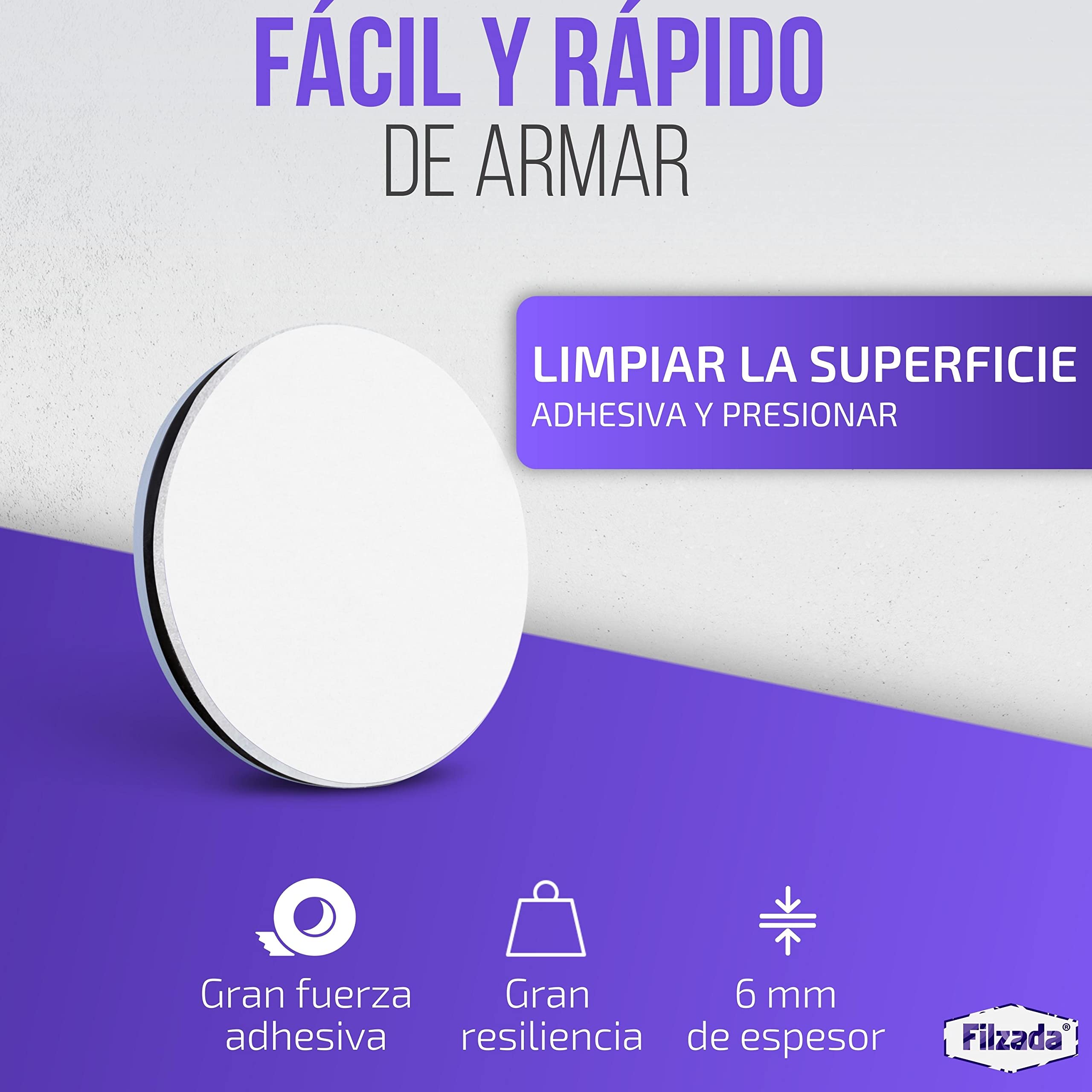 Filzada® 26x Almohadillas de Teflón para Muebles Autoadhesivo - Ø 50 mm (Redondo) - Deslizadores Profesionales de Muebles/Deslizadores de alfombras PTFE (Teflón)