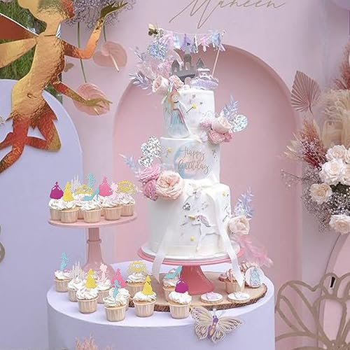 Miniatura 4 de 24 piezas de corona de princesa para magdalenas con purpurina para princesa cumpleaños para despedida de soltera boda baby shower fiesta de