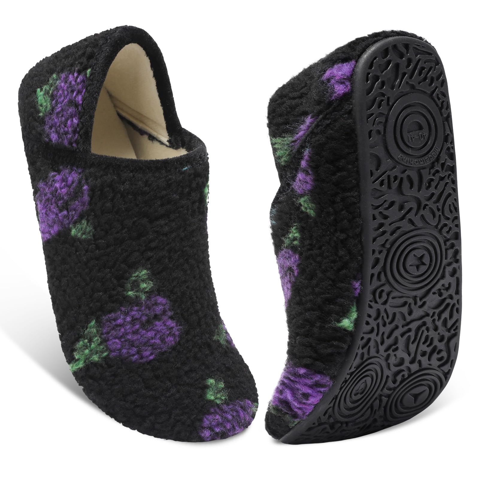 Fires Womens Mens Slippers with Rubber Sole Soft-Lightweight House Slipper Socks Around House Shoes Non Slip Indoor/Outdoor