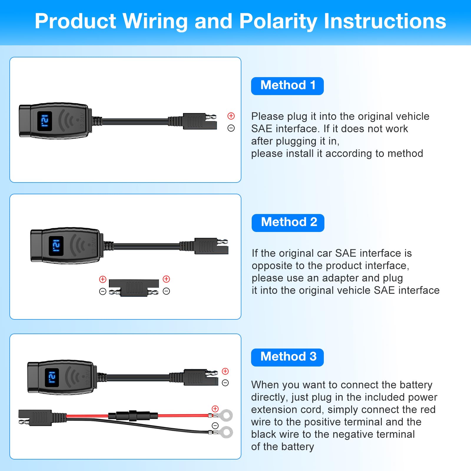 Presa usb 12V per Moto Impermeabile, Tipo C e Caricabatterie con Interruttore On/Off e Misuratore di Tensione LED, SAE Quick Charge 3.0 per Camper Moto 12V~24V (Tipo C + USB-A)