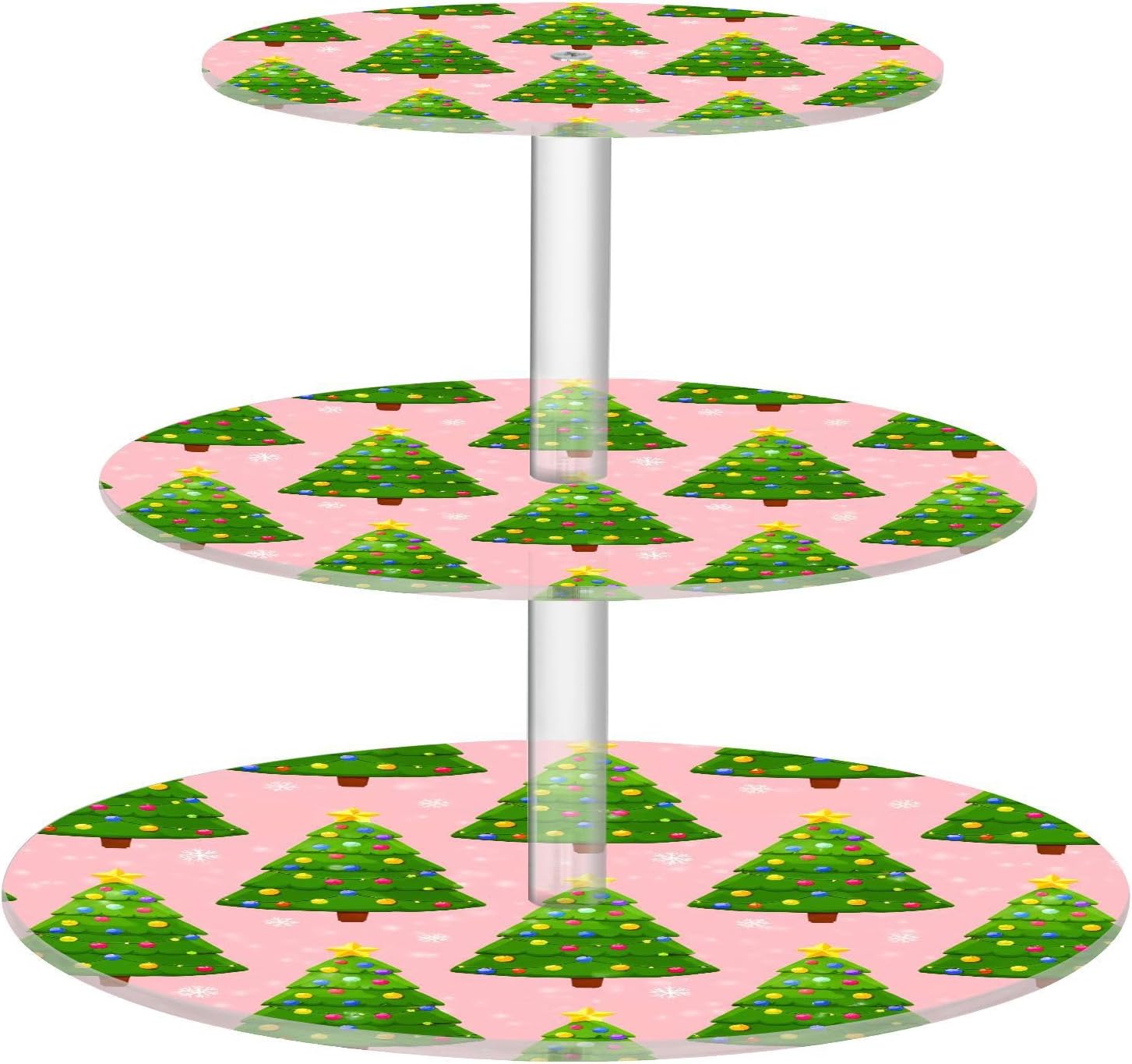 Winter Christmas Tree Star Christmas 3 Tier Acrylic Cupcake Stand, Cupcake Stand for 34 Cupcakes for Weddings,Christmas,Holidays,Parties,Birthday,Printed Cupcake Tower 23302023