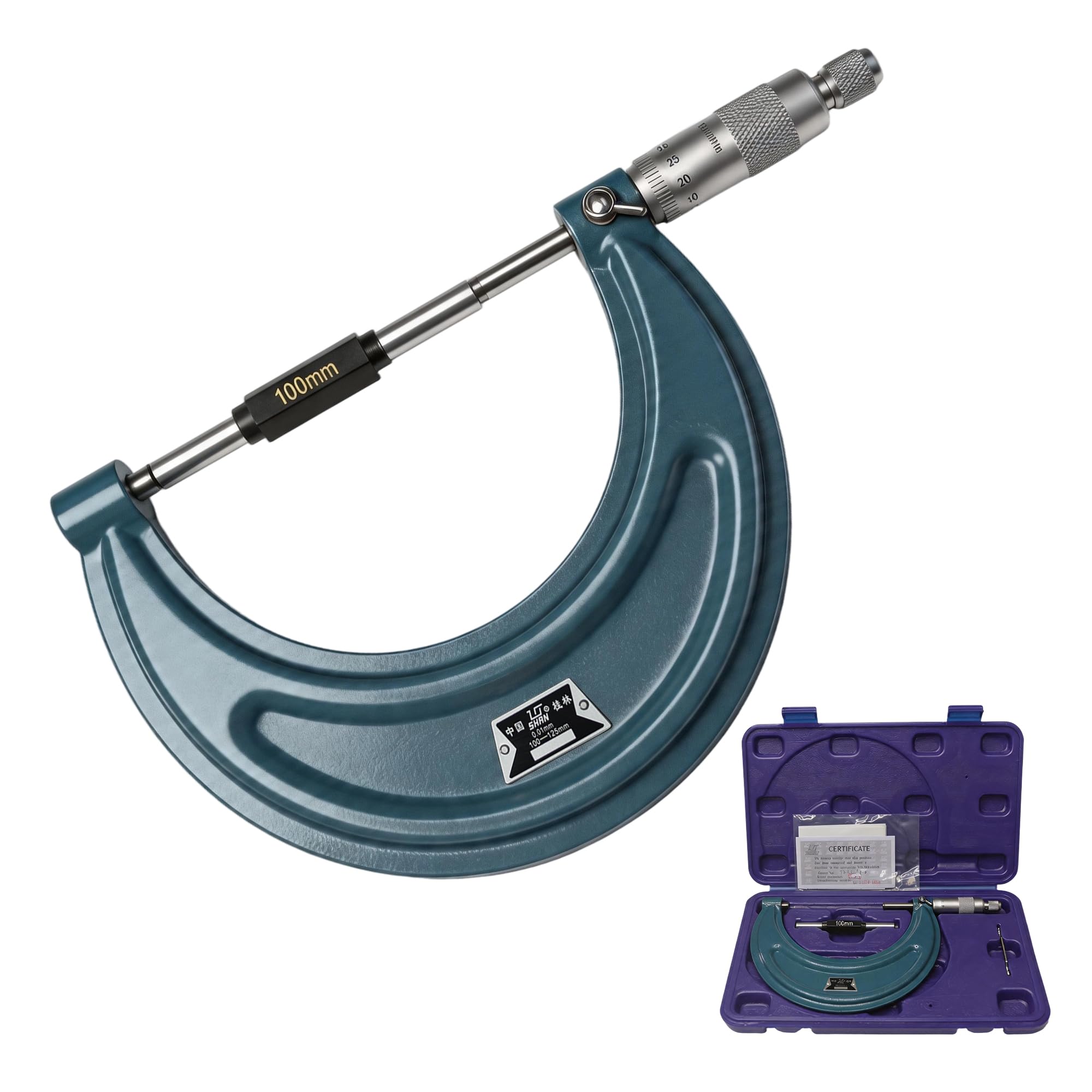 SOHNVWTGD with One-Piece Spindle, 3.94-4.92" Machinist Micrometer, 0.00023" Accuracy Graduation Set