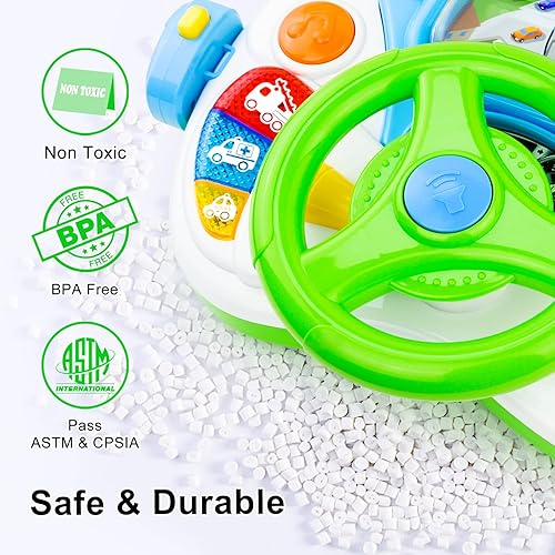 Miniatura 3 de Love&Mini Juguetes de volante para niñas y niños, juguetes de automóvil para bebés con luz y música, juguete educativo de aprendizaje de simulación