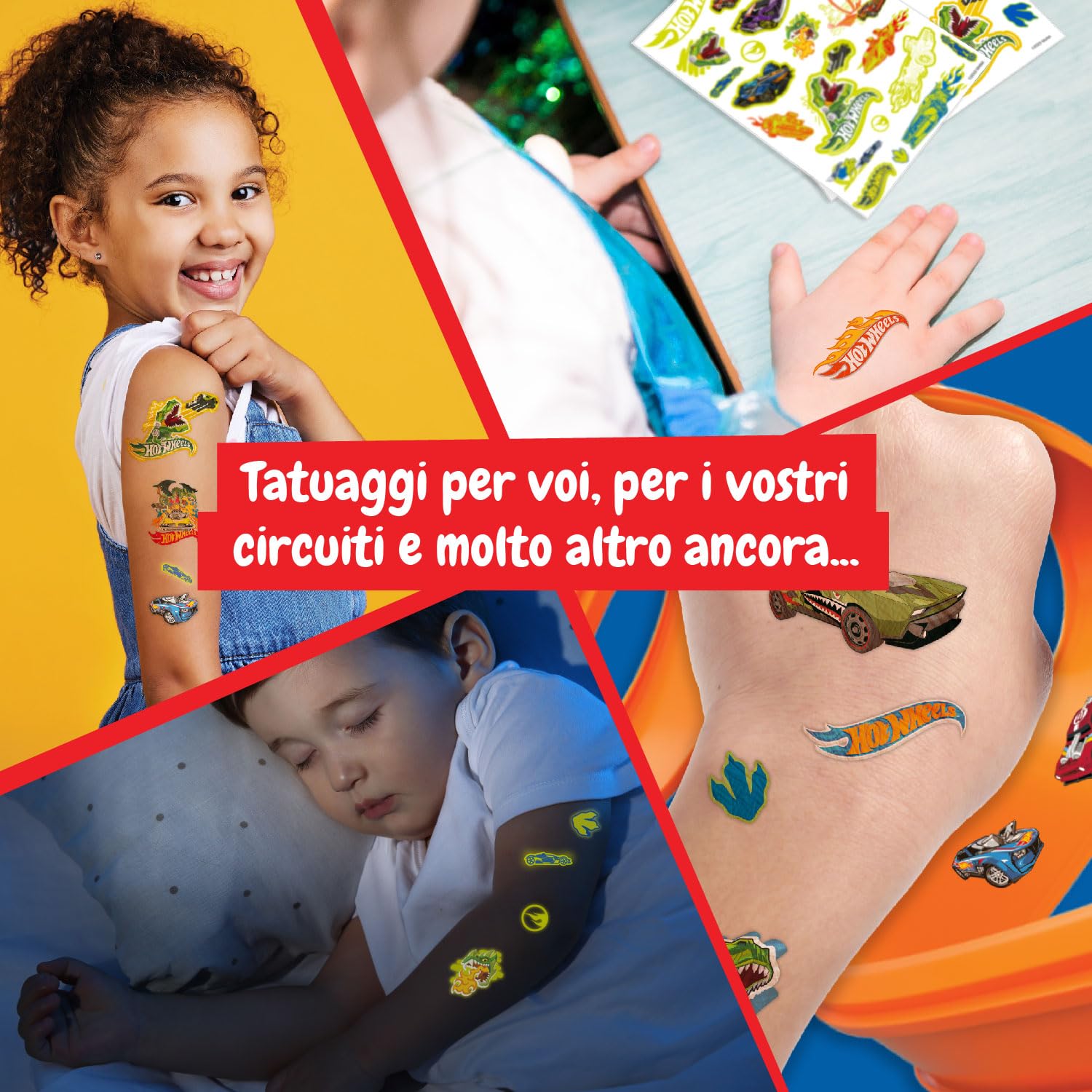 Science4you Tatuaggi Temporanei - 40 Auto Hot Wheels, Kit di Tatuaggi Trasferibili per Bambini, il Regalo per Bambini e Bambine di età Compresa tra 5, 6, 7, 8 e 9 anni