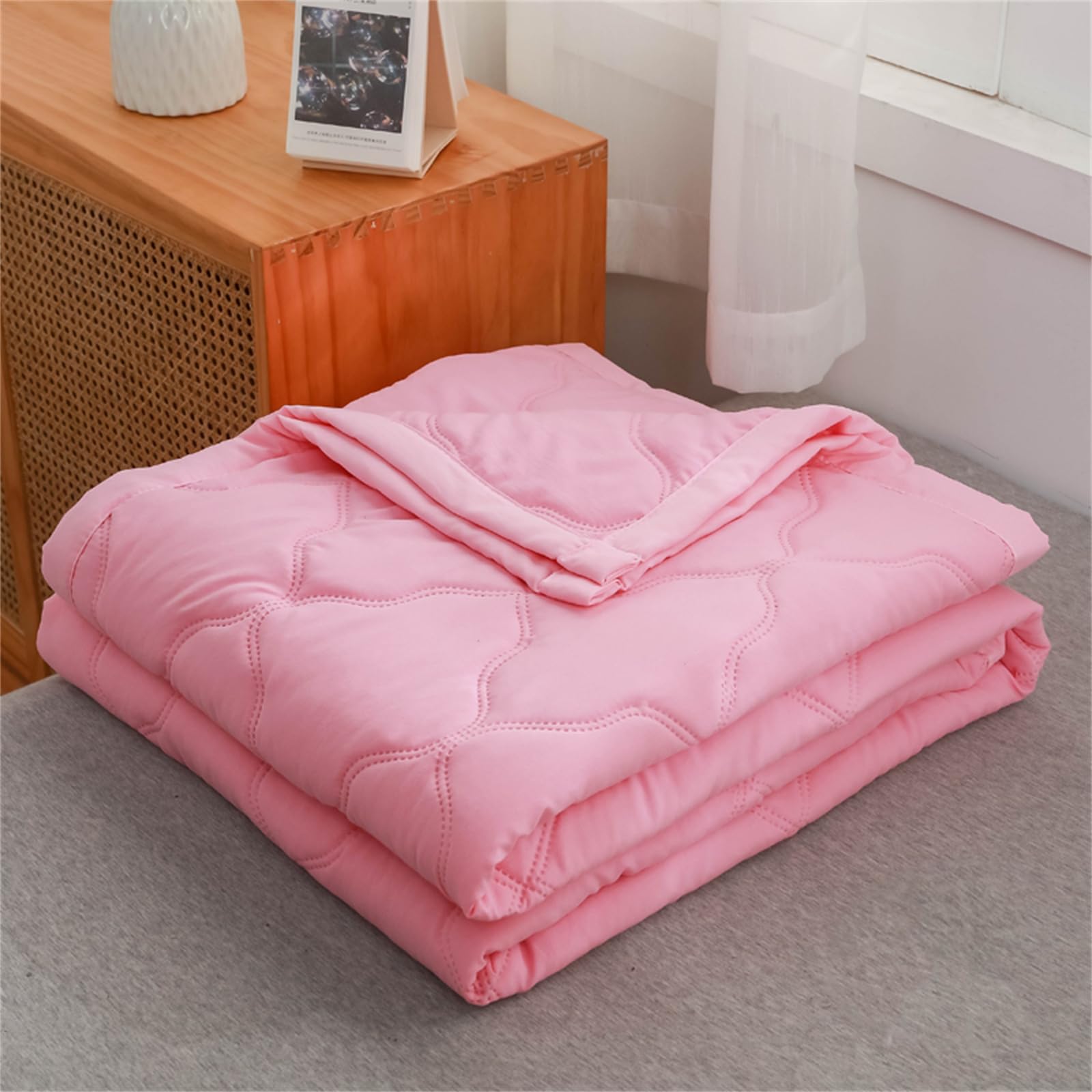 Odot Coverless Duvet 2.5 Tog Single Double King Size, Reversible Summer Quilted Duvet Cosy & Lightweight Quilt Breathable Bedspreads Quilted Throw for Beds (Pink,200 * 230cm)