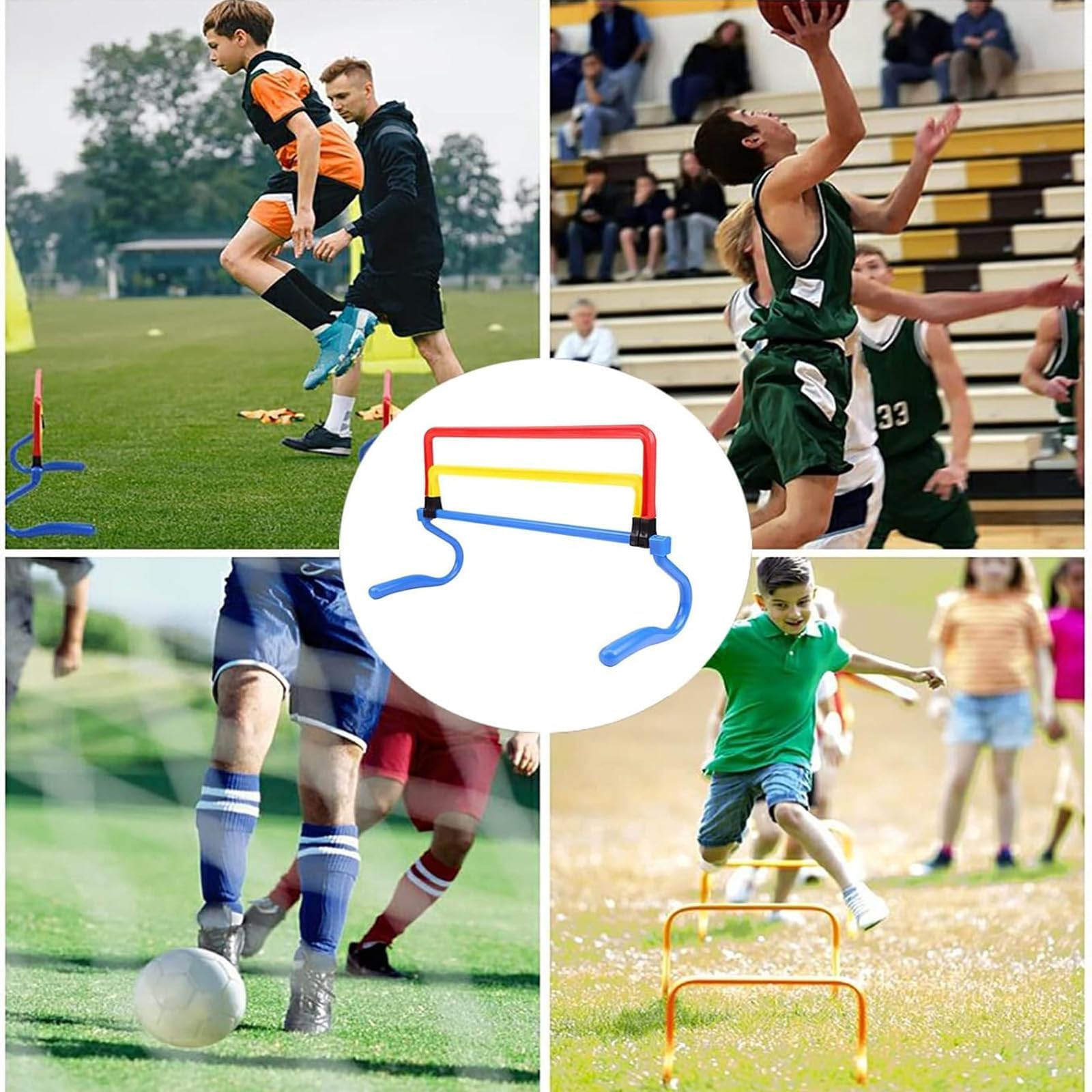 Juego De Vallas Plegables, Juego Ligero De 5 Piezas para Entrenamiento De Velocidad Y Agilidad, para FúTbol O Entrenamiento PlioméTrico
