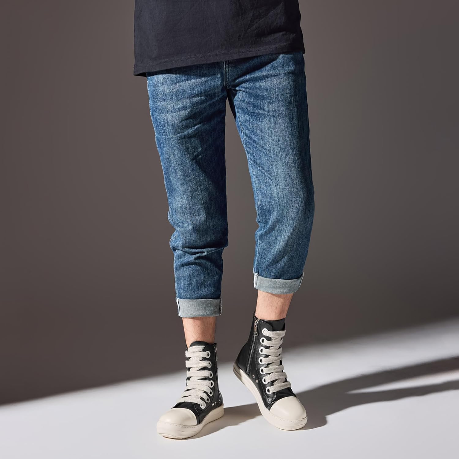 MOFEEDOUKA High Top Sneakers for Men Comfortable PU Leather Platform Walking Shoes with Zipper - Image 3