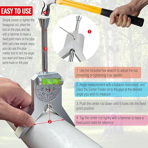 Miniatura 3 de Buscador central de tuberías mejorado, herramienta de extracción de tuberías con cabezal de centrado, herramienta de centrado de marcador de tubería