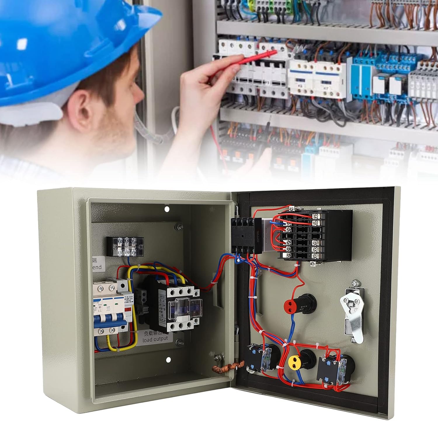 PID Temperature Controller Kit Voltage AC 100~240V with SSR 40DA Solid State Relay,K Type Thermocouple Sensor and Black Heat Sink,3 Phase 15KW Digital Display Smart Temp Control Box 380V