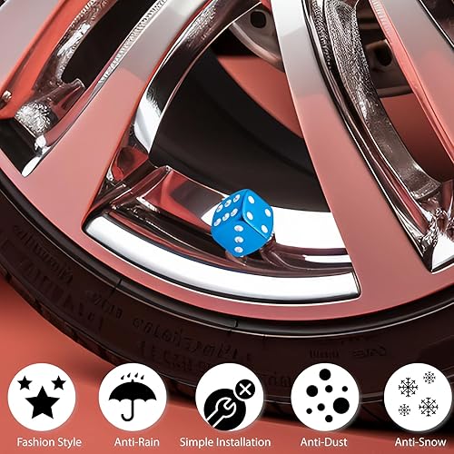 Vista 20 de 4 tapas de vástago de válvula de neumático estilo dado, con anillo de goma O, cubiertas universales de aleación de aluminio a prueba de polvo