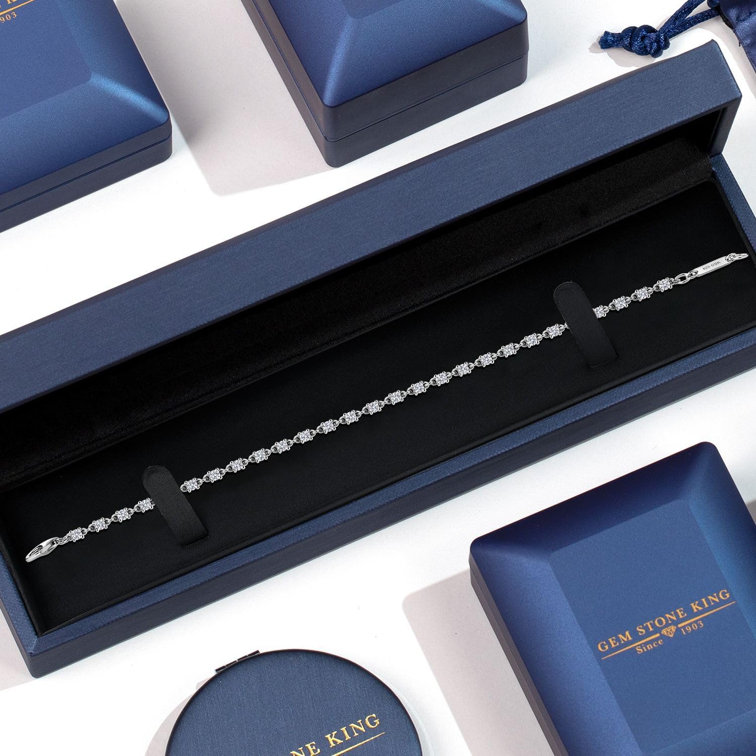 Gem Stone King White Moissanite Tennis Bracelet For Women | 925 Sterling Silver | 1.76 Cttw | Round 2.5MM | 7 Inch | Fine Jewelry Gifts for Her Mom Women Wife - Image 5