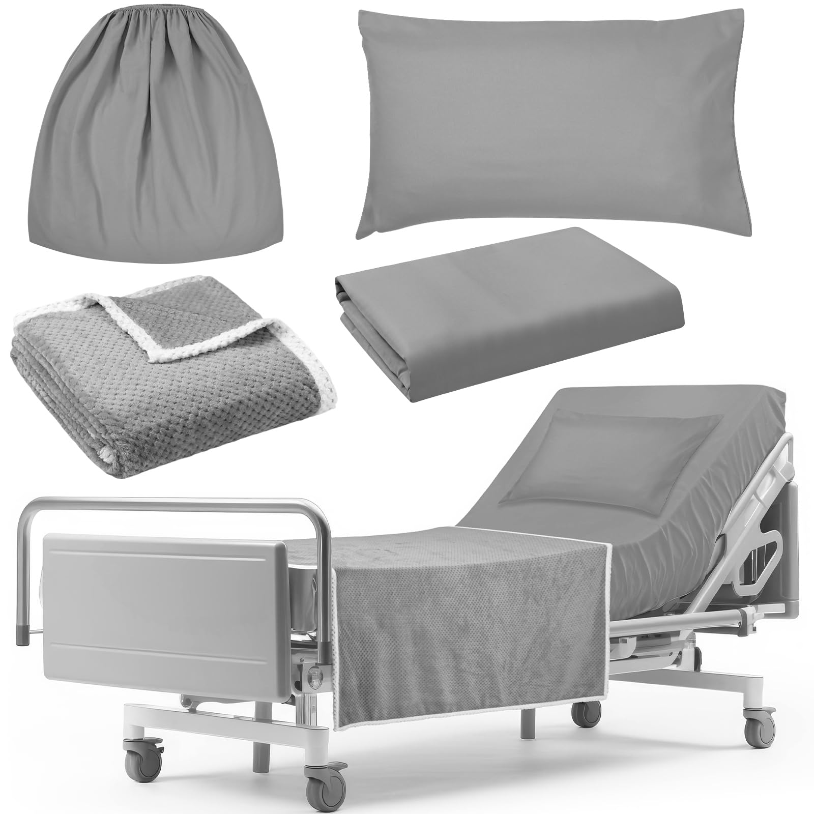 Hospital Bed Sheet Set - 8 Pcs Gray Comfort -13 Hospital Bed Sheet Set - 8 Pcs Gray Comfort -13