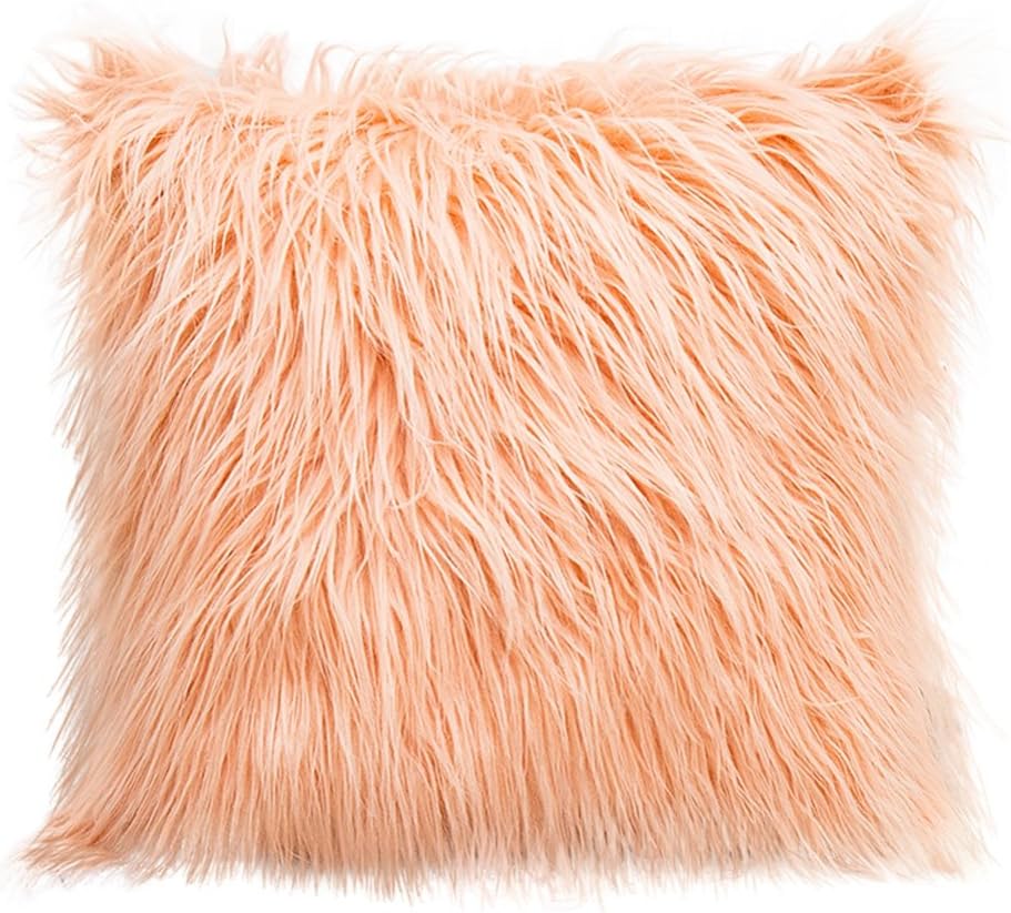 Luxsea 1PC Nordic Posh Style Home Decor Super Soft Plush Mongolian Faux Fur Throw Pillow Cover Cushion Case Pillowcase Square Multi Colors 18