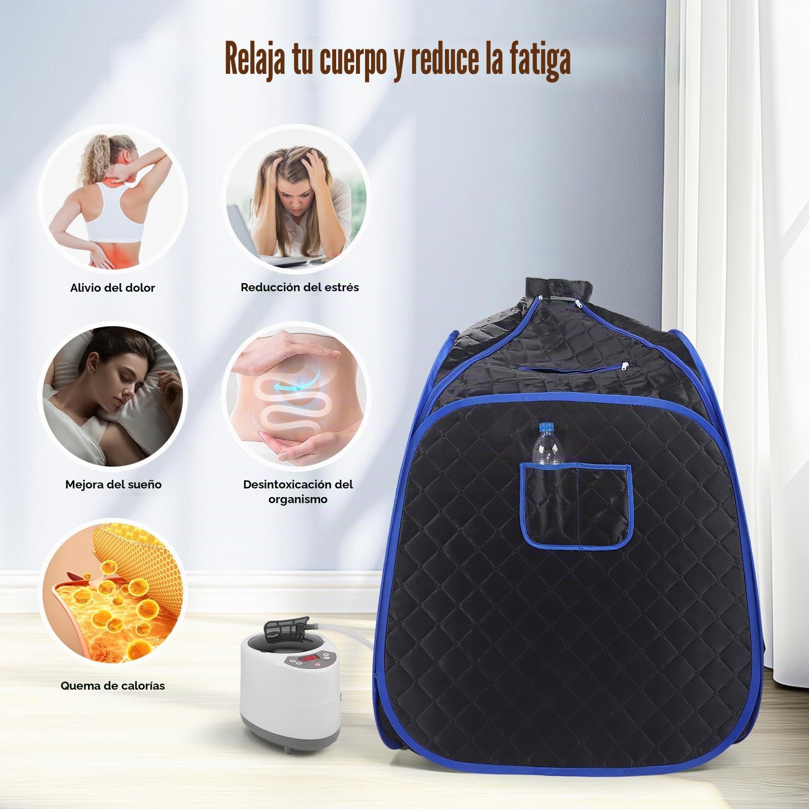 Sauna portátil para casa, 3 minutos de calentamiento rápido y 9 niveles de calor, vapozone portátil con 2,6 l vapor
