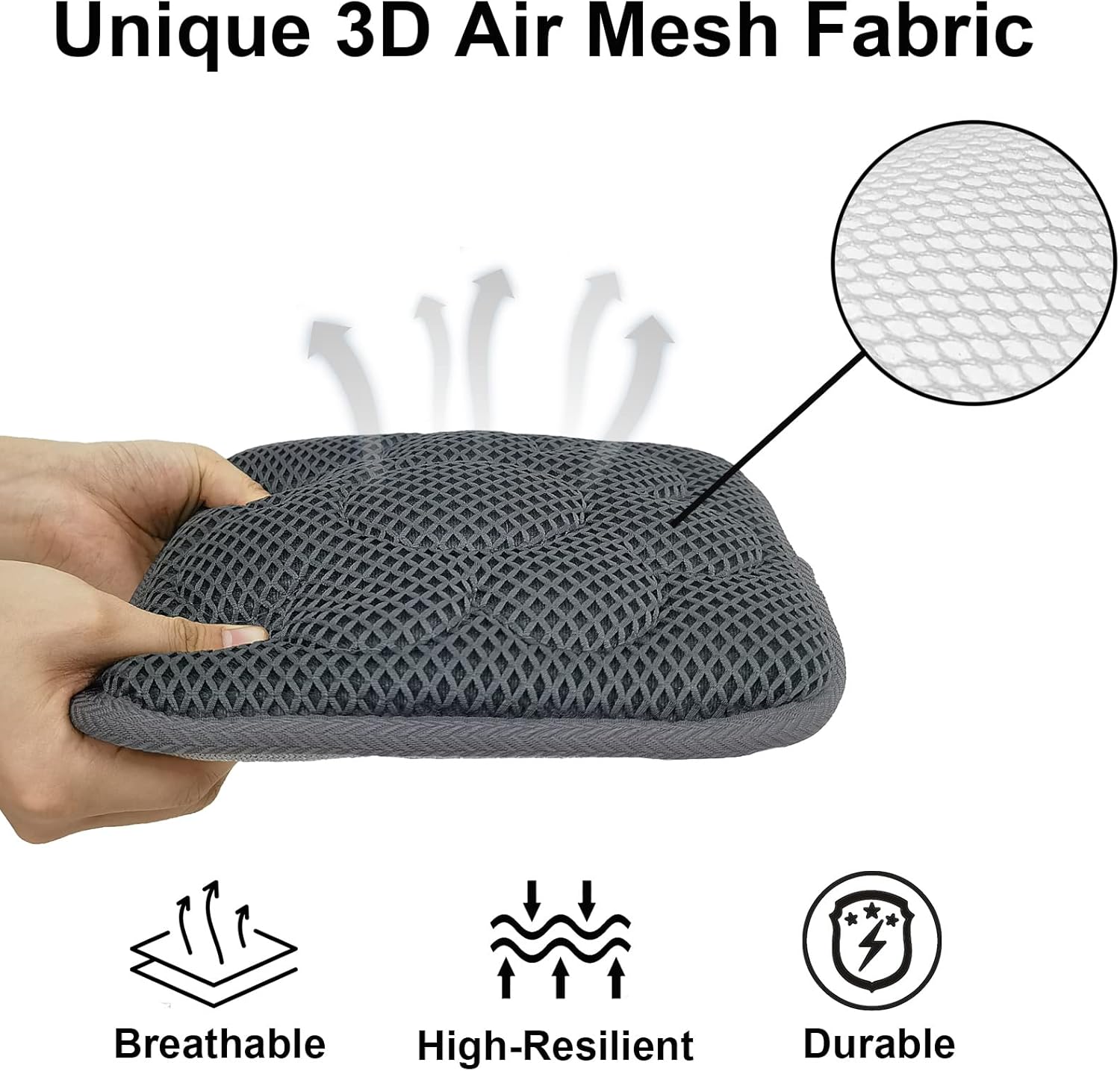 Esme L&H 12 Inch Kids Chair Pads with Ties Breathable 3D Air Mesh Chair Cushion Square Seat Cushion for Kids Chair/School Chair/Wood Chairs - Image 2