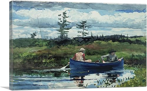 ARTCANVAS Winslow Homer - Lienzo decorativo para pared, diseño de barco azul 1892, 26 x 18 pulgadas (0.75 pulgadas de profundidad)