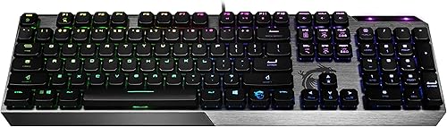 Vista 3 de MSI Vigor GK50 Teclado mecánico RGB de perfil bajo, interruptores de perfil bajo blanco Kailh, diseño de aluminio cepillado, diseño ergonómico
