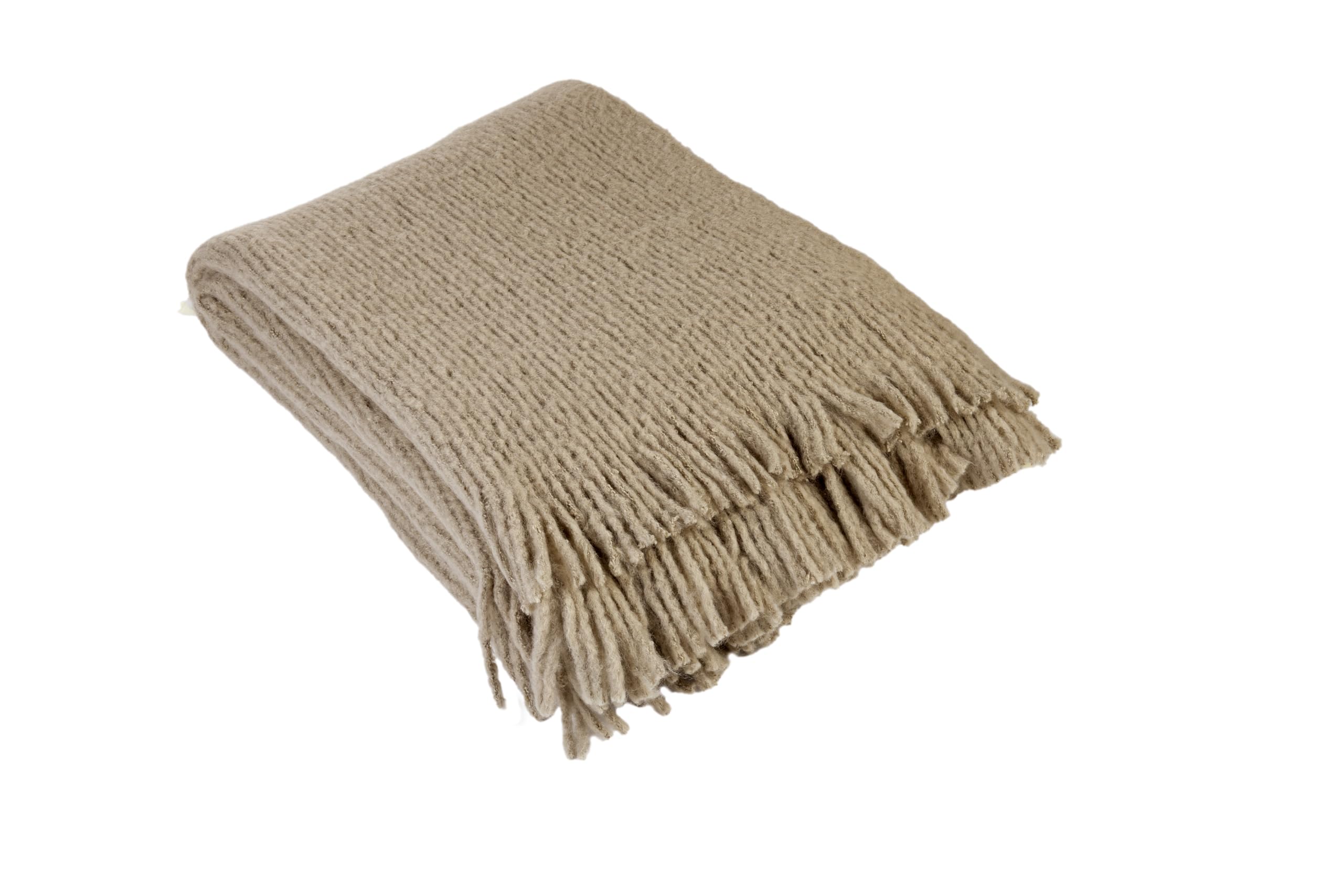 Plaid tricoté franges LINDER couverture douce canapé lit 130x160cm