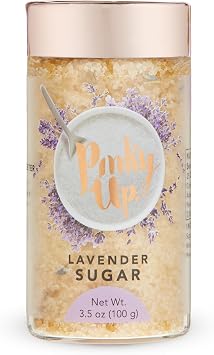 Pinky Up Lavender Sugar, 3.5oz Lavender Finishing Sugar, Flavored Sweetener for Tea and Cocktails, Cocktail Rimmer, Home Bar Accessories Margarita Party