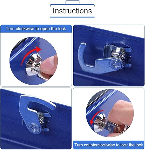 Miniatura 5 de Caja de seguridad, caja de almacenamiento segura con cerradura de llave, caja de seguridad ignífuga e impermeable, caja de seguridad de seguridad,