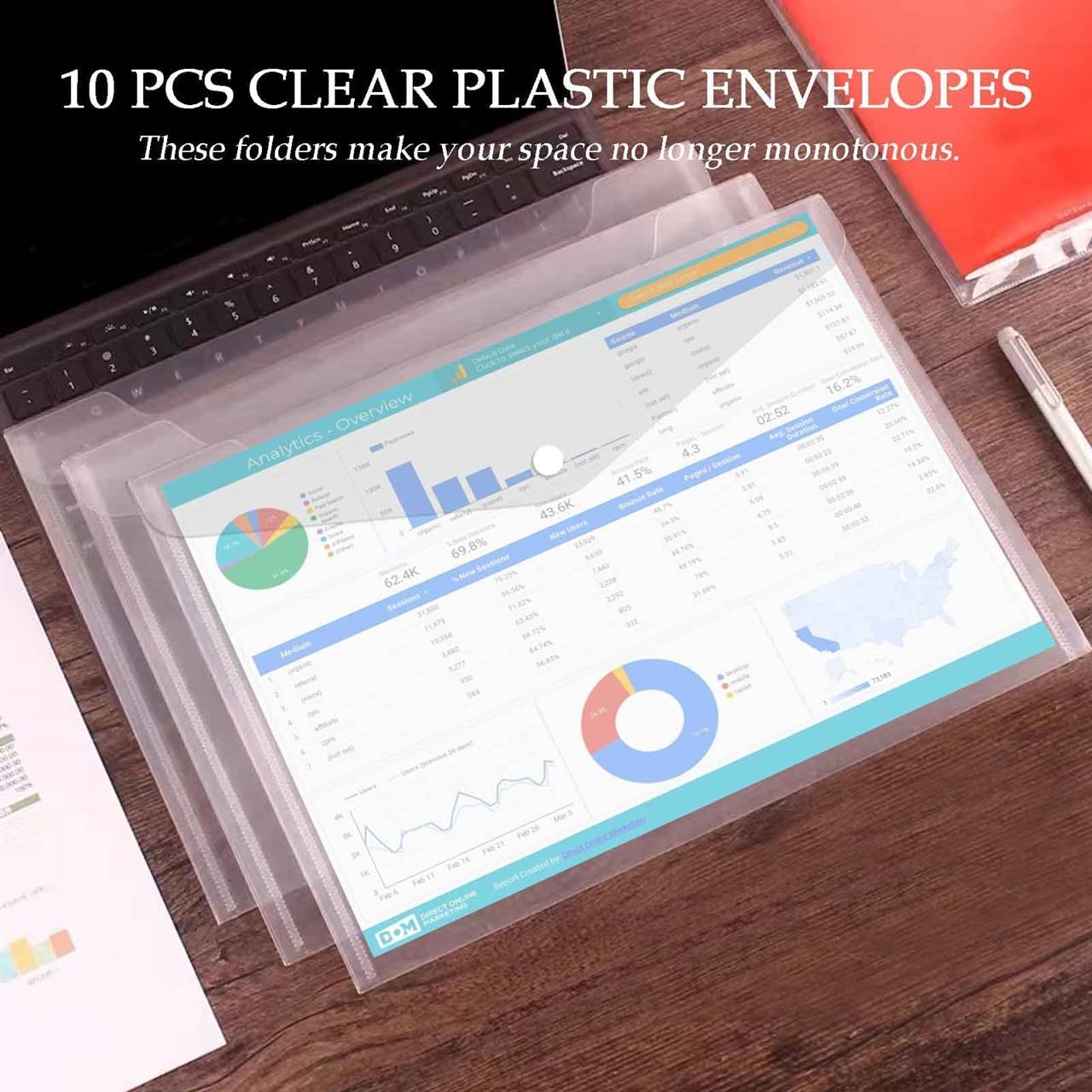 Transparente A4-Dokumententasche, Aufbewahrungsbox, Knopf-Organizer, Blumen-Plastikbehälter für Papiere, Schreibwaren, 5 Stück