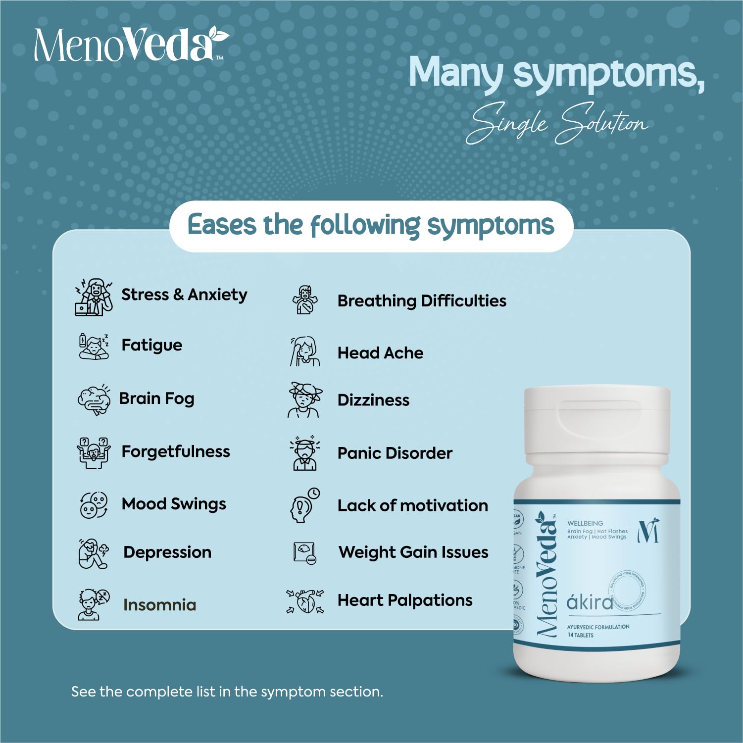 Menoveda Akira Nearing Menopause Supplements For Women | Manage Hot Flashes | Stress | Night Sweats | Fatigue | Ayurvedic Tablets for Women - 14Tab 4