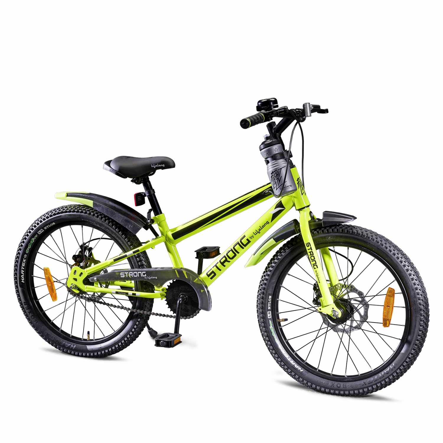 Lifelong Strong 20T SS Kids' Cycle for Ages 5-9|Steel Frame, Dual Disc Brakes|Adjustable Saddle|Chain Cover|Steel Rim with Black ED Spokes |Mudguards|Water Bottle with Holder|Multi Speed Gear-image-39