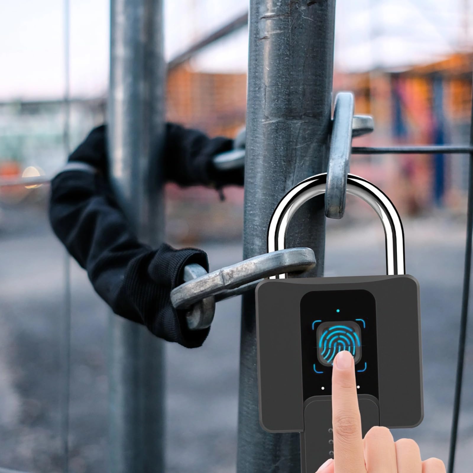 Inteligentna kłódka na odcisk palca, elektroniczna blokada BT do użytku dla wielu użytkowników, wytrzymała zewnętrzna blokada ze stopu cynku, wodoodporność IP65, aplikacja na odcisk palca i