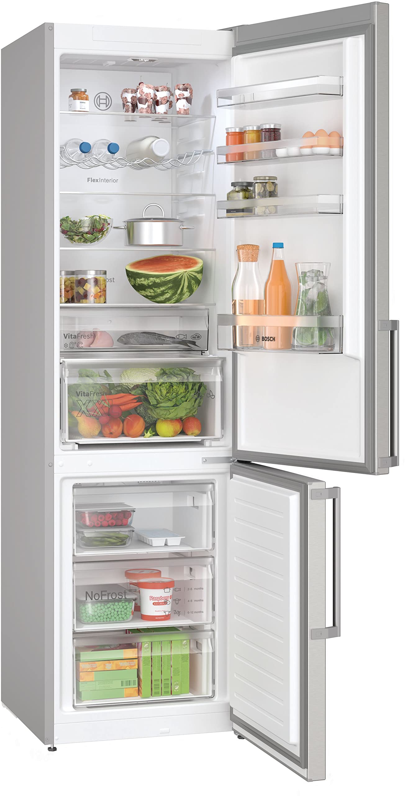 Bosch, Frigorífico combinado, Serie 4, Total No Frost, Inox, KGN397ICT | Olvídate de descongelar y mantén tus alimentos frescos por más tiempo.
