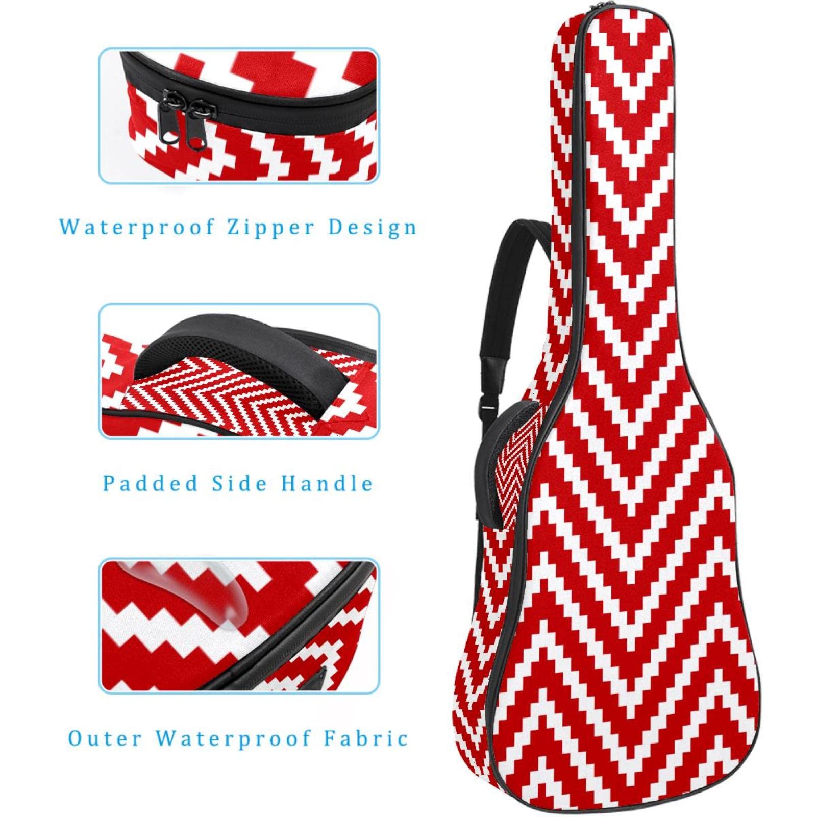 Torba na gitarę akustyczną wodoodporna gitara plecak gruby miękki wyściełany płaski 'Happy Easter Bunny Egg' klasyczna gitara etui, Kolor6, 42.9x16.9x4.7 in, Organizer do torby
