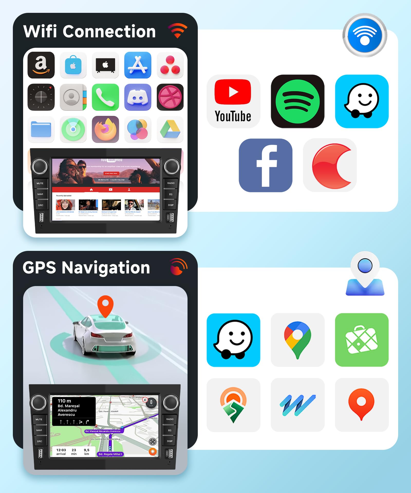 【4+64G】 Ekran Hodozzy Carplay do Opel Vivaro Astra Meriva Zafira z USB USB-C, 7 cali Opel Radio samochodowe Bluetooth z Androidem Auto/GPS/WiFi/32 EQ/FM/RDS/SWC+kamera cofania