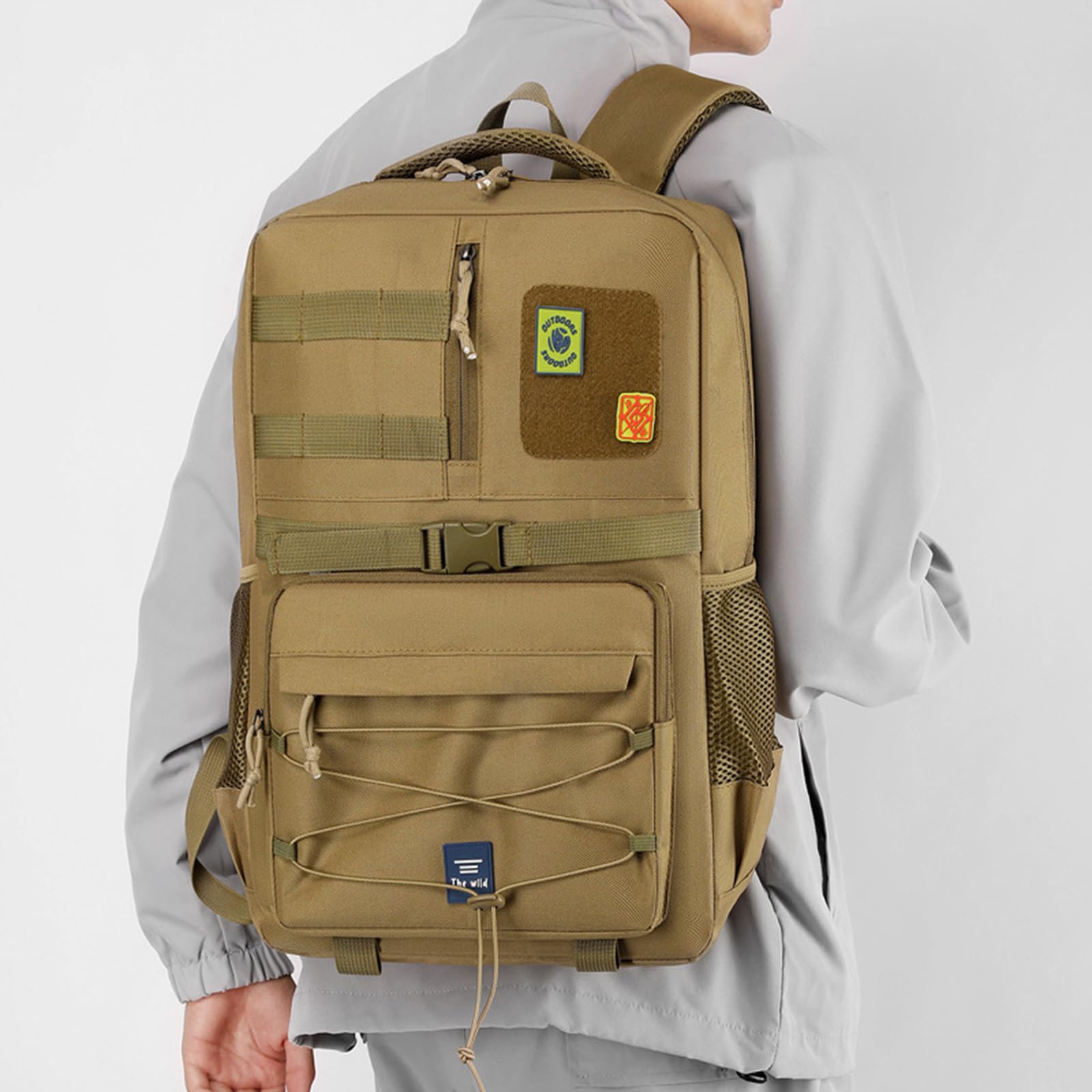 Zaino Tattico da Esterno da 35 Litri Sport Viaggi Alpinismo Escursionismo Mimetico Zaini Nero Grande Capacità Borsa da Lavoro con Tracolla Posteriore