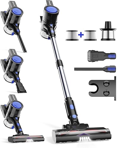 Aspiradora inalámbrica, aspiradora de palo de 45 KPA para el hogar con hasta 45 minutos de tiempo de funcionamiento, aspiradora ligera recargable 6