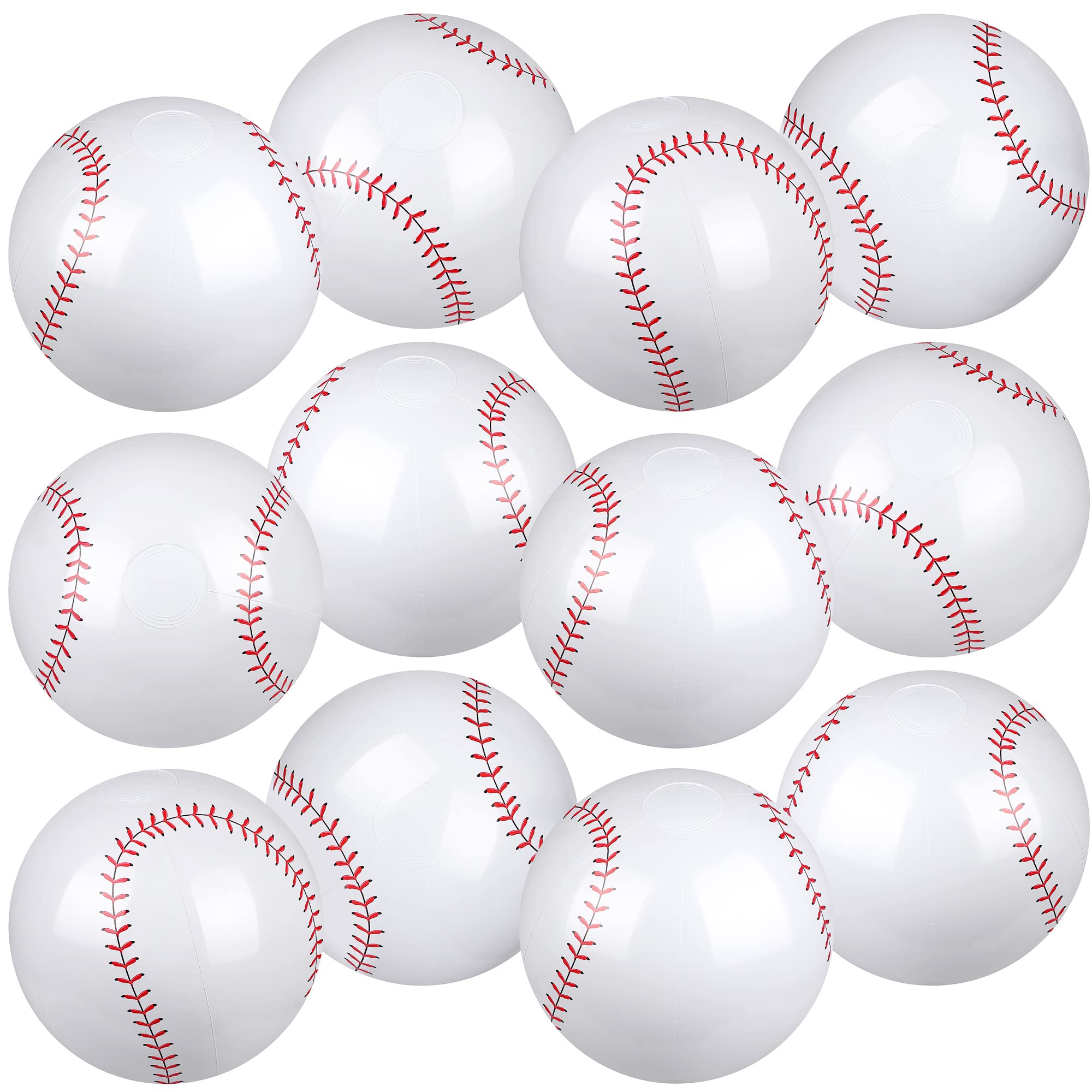 durony 12 Pieces Baseball Beach Ball 11 Inch Inflatable Baseball Bouncing Sports Ball Bouncy Toy Favors for Birthday Party Summer Beach Pool Games Decorations