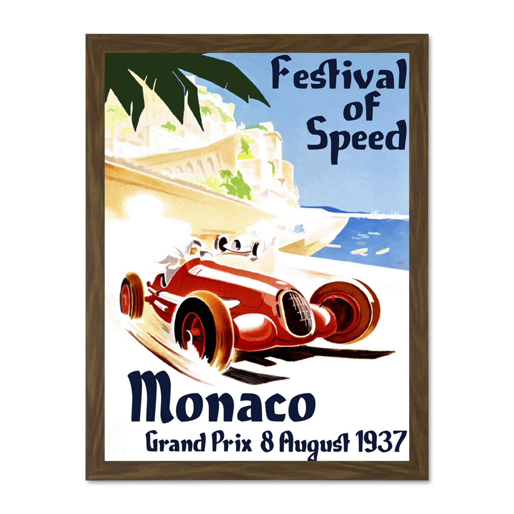 Wee Blue Coo Advertisement Grand Prix Car Automobile Festival Of Speed Monaco Large Framed Art Print Poster Wall Decor 18x24 inch