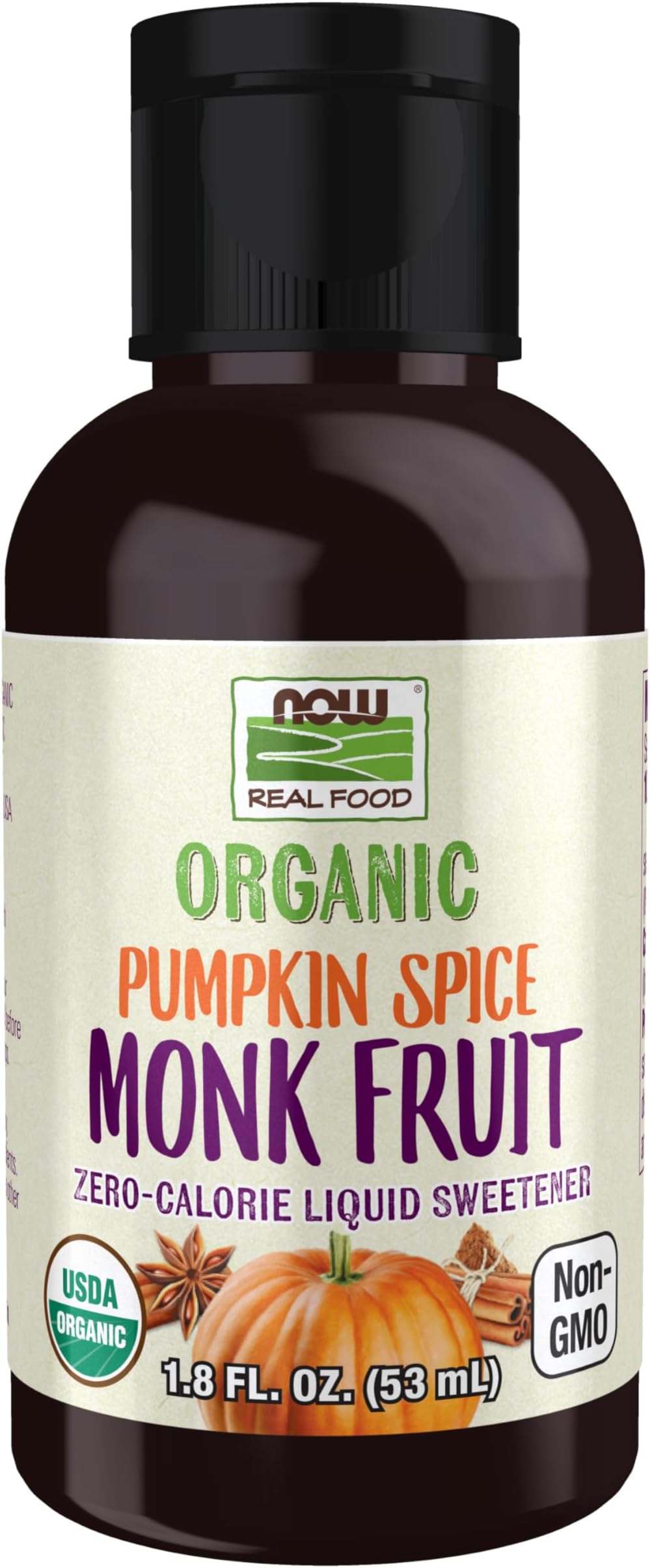 NOW Foods, Organic Liquid Monk Fruit, Pumpkin Spice, Zero-Calorie Sweetener, 1.8-Ounce