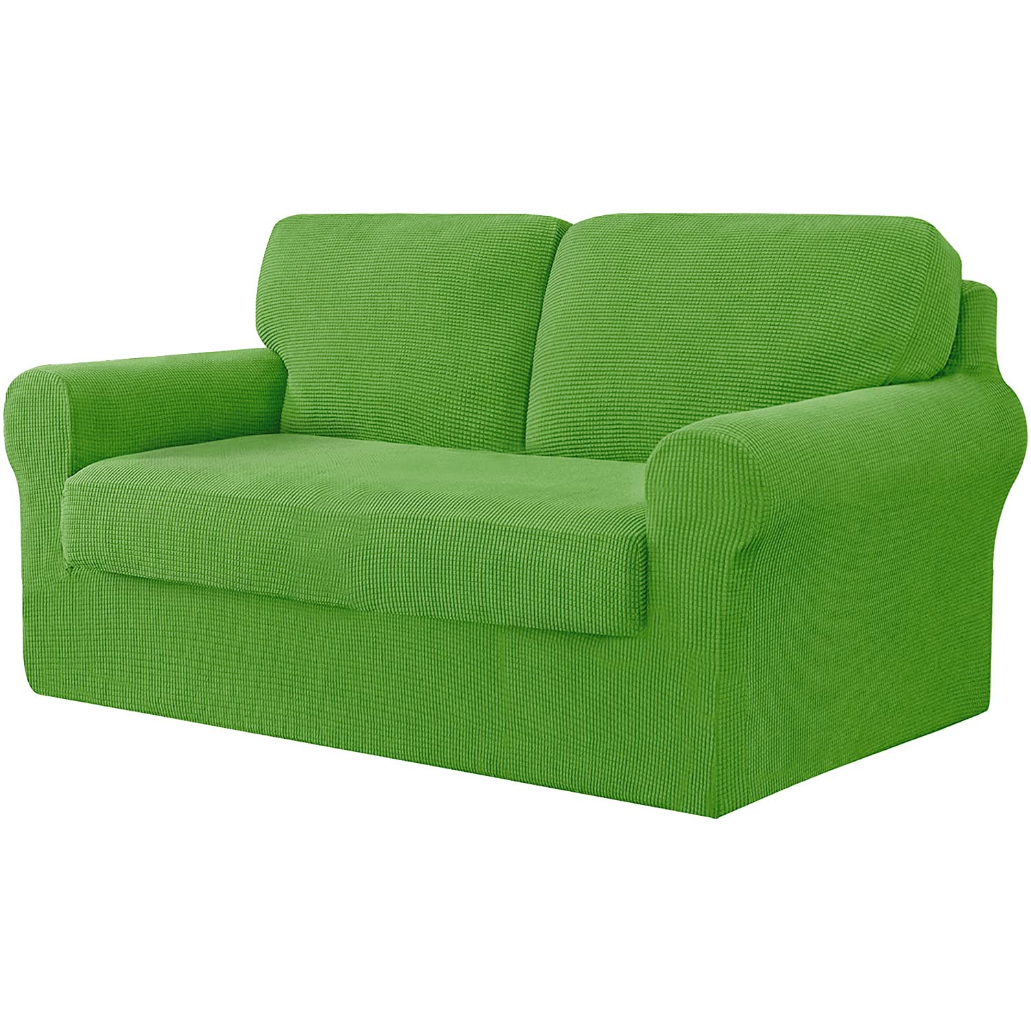 Housse de canapé extensible 2 places vert herbe avec 4 pièces pour causeuse