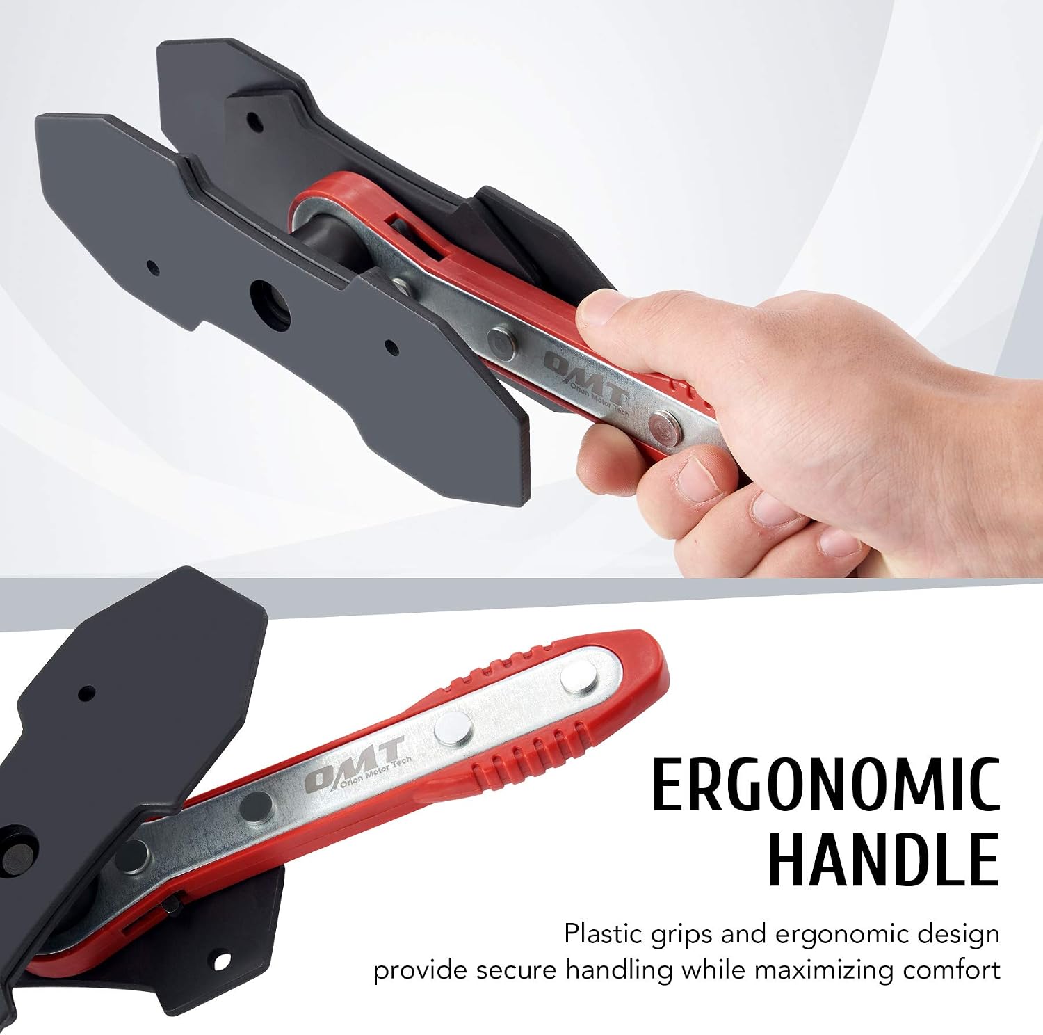 Brake Caliper Tool Set | Ratcheting Brake Piston Tool Kit with Ratchet Wrench & 2 Hanger Hooks | 360 Degree Brake Caliper Press Automotive Hand Tool for Brake Pads Bearings More, Red
