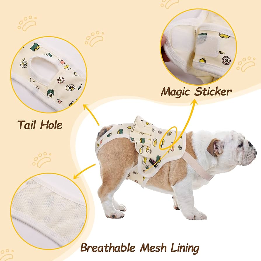 D-GROEE Diaper Dog Sanitary Pantie With Suspender Physiological Shorts Puppy Polka Dot Striped Diapers Pants For Small Girl Female Dogs Cat