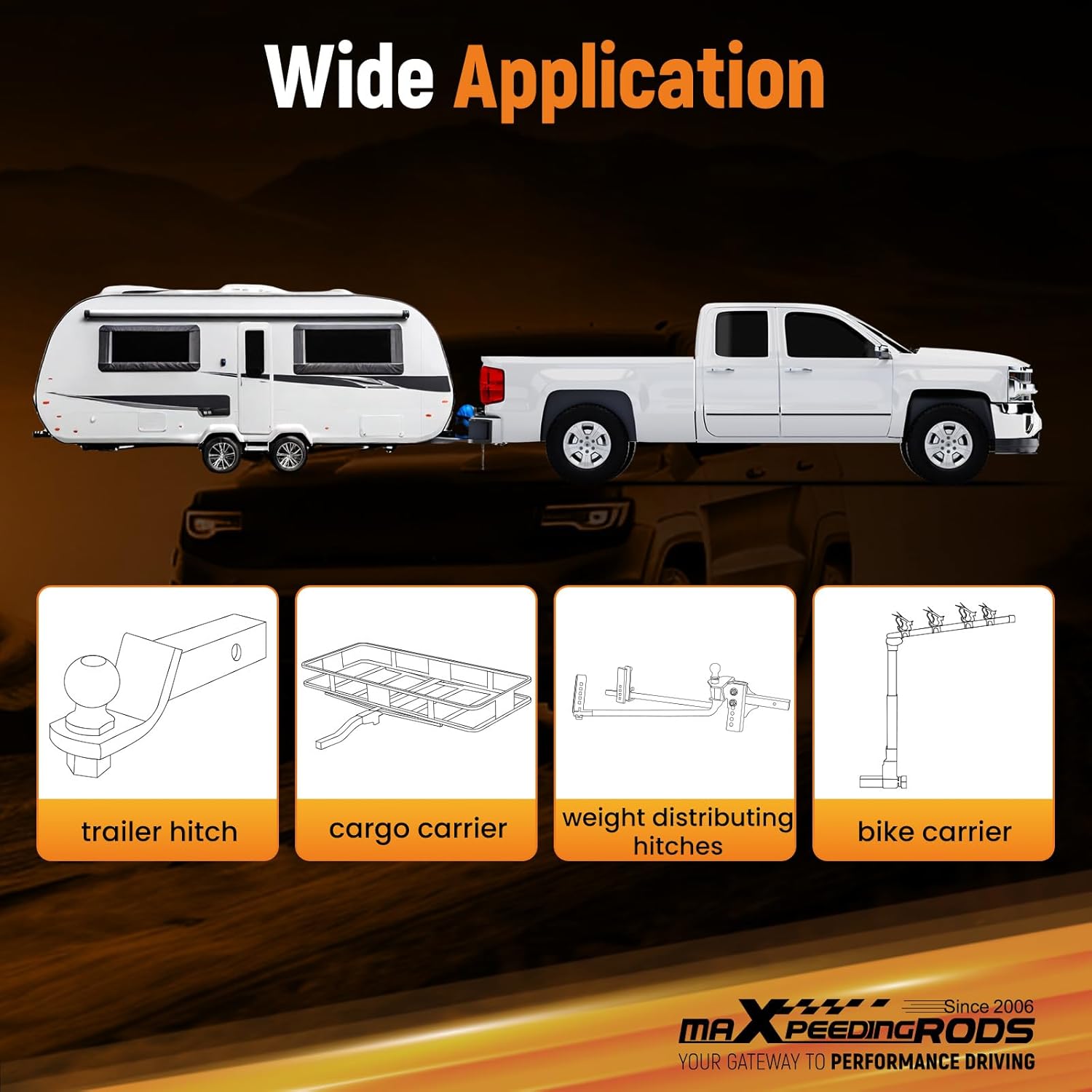 maXpeedingrods Class III Rear Trailer Hitch Kit, 2 inch Receiver, Towing Hitch for Kawasaki Brute Force 4x4i 650 2006-2014, 750 2005-2024