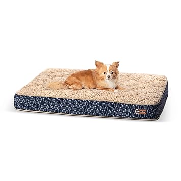 K&H PET PRODUCTS Quilt-Top Superior Orthopedic Bed Navy/Geo Flower Small 27 X 36 Inches