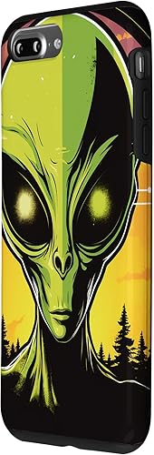 Vista 20 de iPhone 14 Pro Cute Green Alien Head UFO Space Face Alien Case