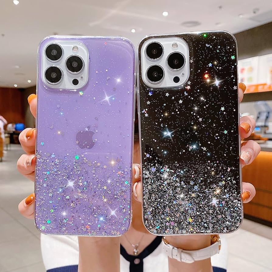 BEEJTUNY Custodia per Oppo A58 4G, Cover Protettiva Trasparente con Glitter Sfumati, Guscio Paraurti Morbido e Bello, Elegante Cover Antiurto. Blu