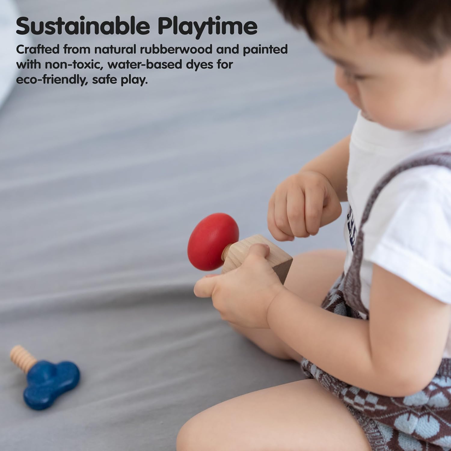 PlanToys® Nuts & Bolts Wooden Toy for Kids Ages 2+ | Montessori Fine Motor & Coordination Activity for Early STEM Learning | Eco-Friendly Educational Toy for Building & Discovery