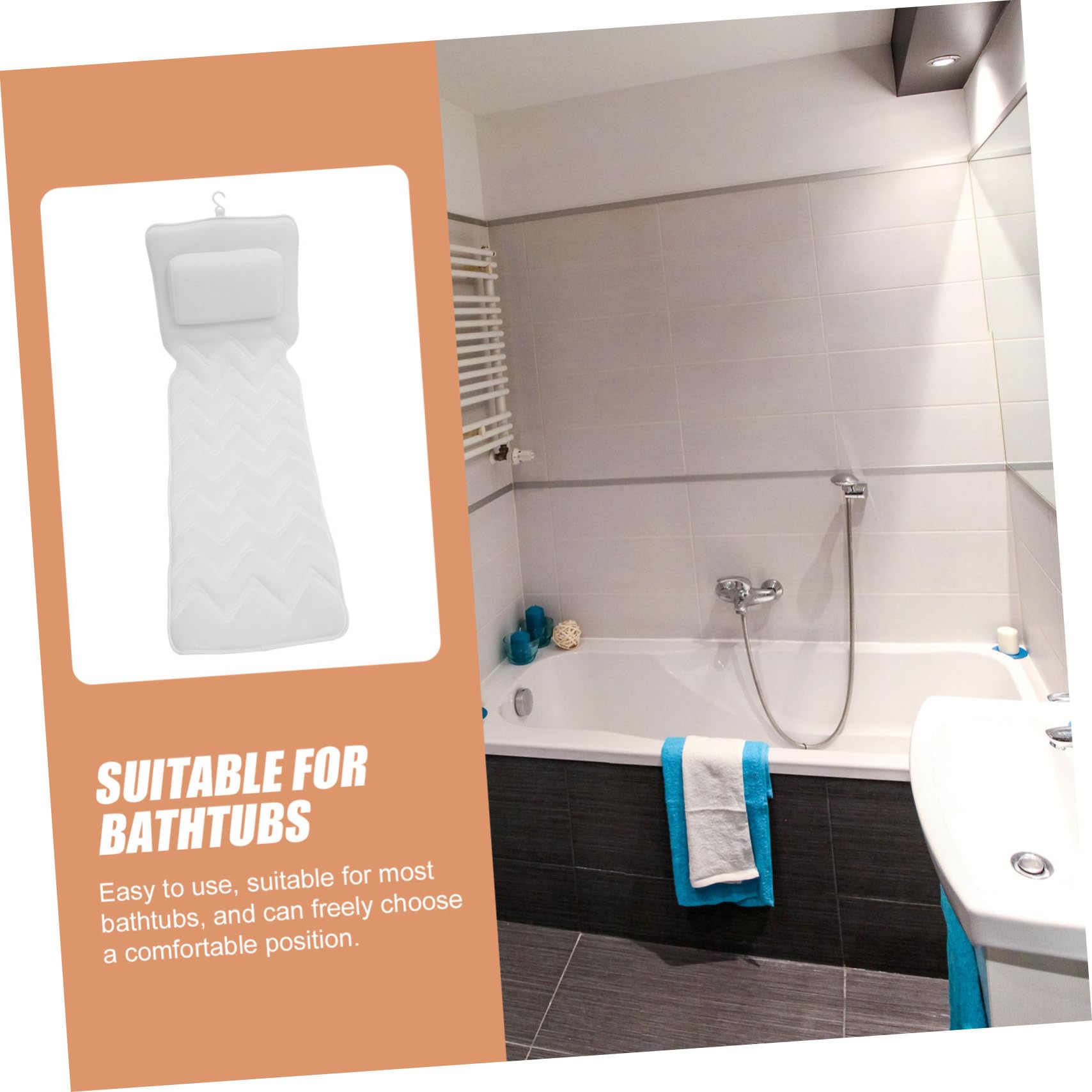 Almohada para Bañera Ventosa y Reposacabezas, Cojin Cómodo de Poliéster Antideslizante para SPA Baño
